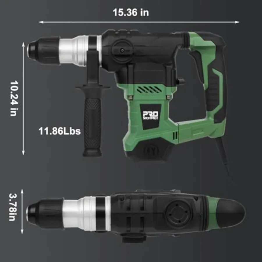 Rotary Hammer Drill | 13 Amp Motor | 4-Function SDS-Plus for Concrete, Steel & Wood - Thumbnail 6