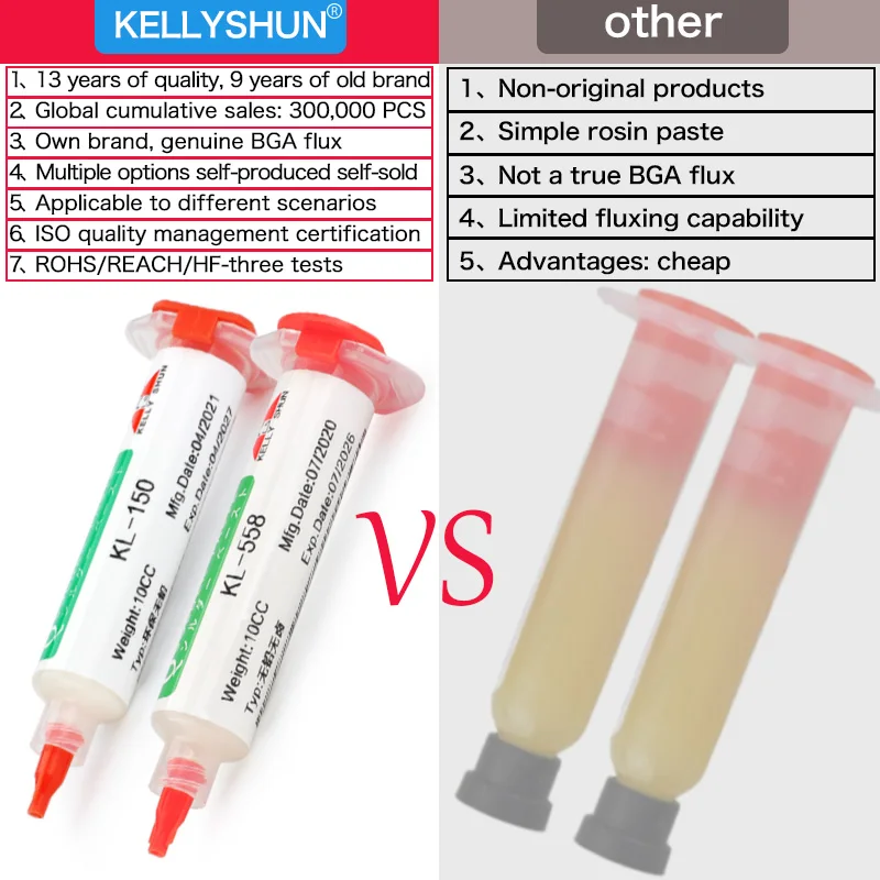 Flux 100% Original KELLYSHUN PCB Soldering Flux 10ml Needle Tube Welding Flux No-Clean Soldering Paste NC 559 558 652 Solder - Thumbnail 4