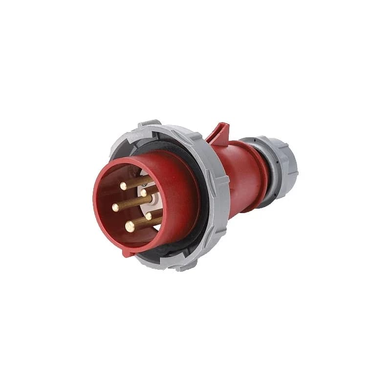 32A 4-pin industrial plug and socket connector for refrigerated containers, 380-440V, with durable blue housing and metal contacts.