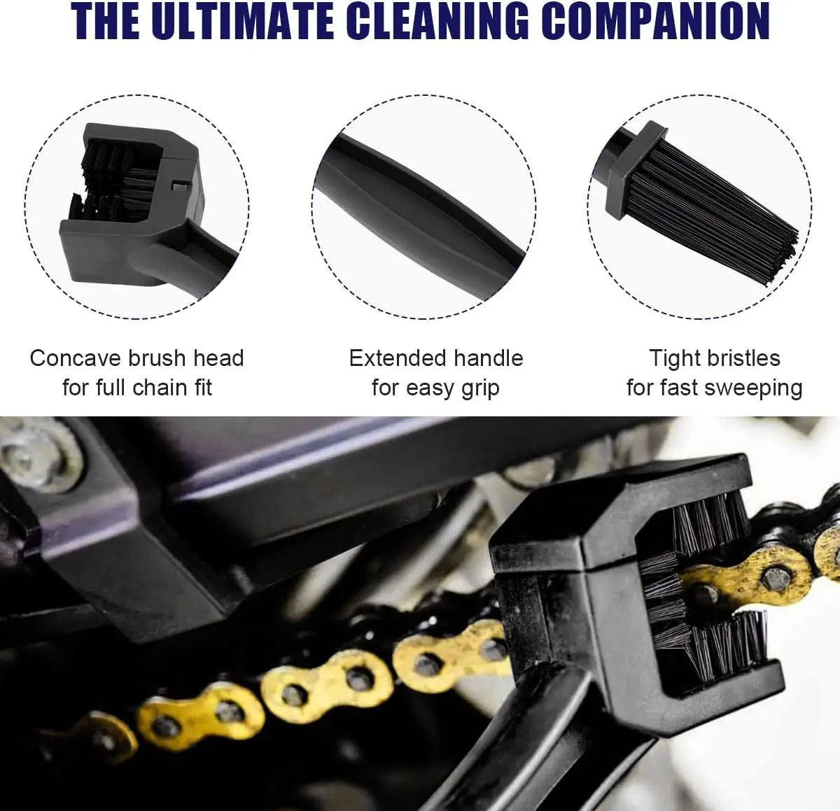 Motorcycle Chain Cleaner & Brush Kit | Heavy-Duty Scrubber for Road Grime & Lubricant - Thumbnail 4