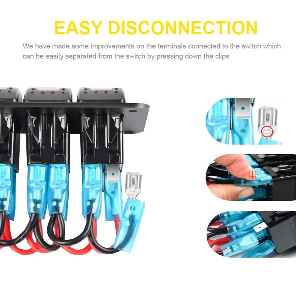 Marine-Grade Switch Panel | 4.2A Dual USB Fast Charger | Waterproof LED Rocker Switches - Thumbnail 3