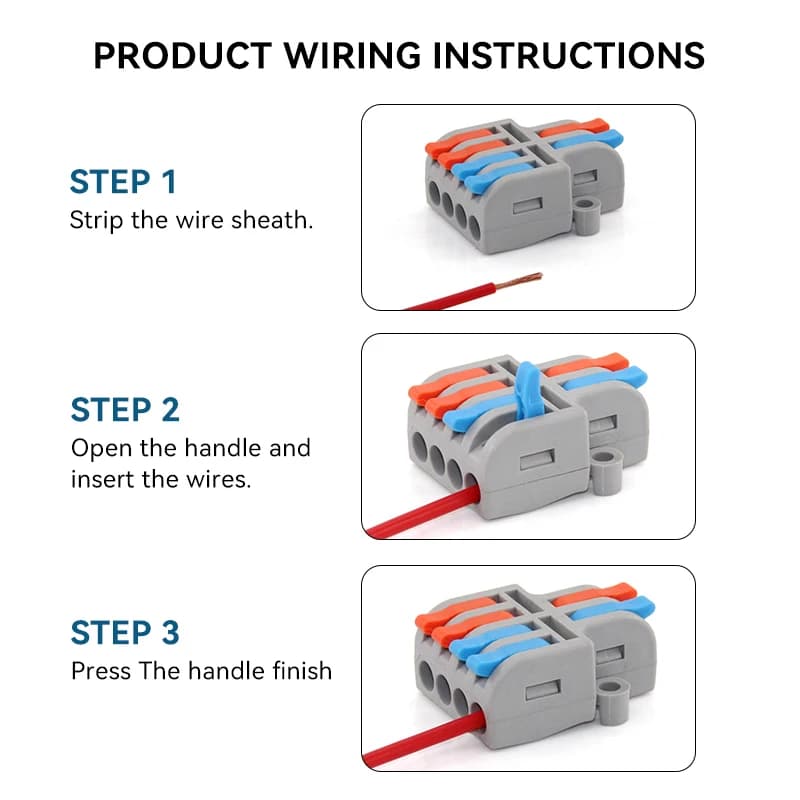 Push-In Terminal Blocks | Fast-Wiring Electrical Connectors | 10-Pack for Home & DIY - Thumbnail 4