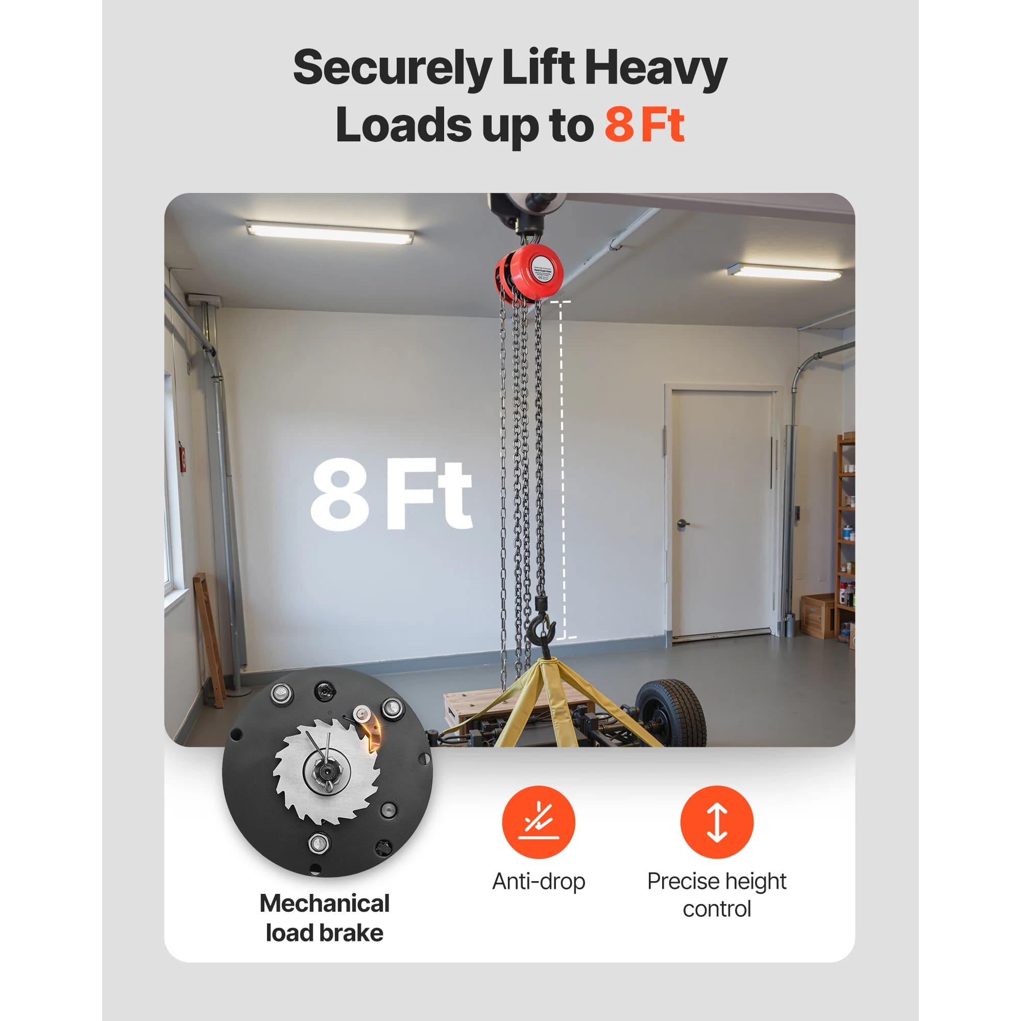 Hand Chain Hoist | 1 & 2 Ton Capacity | Manual Pulley Block for Garage & Workshop - Thumbnail 3