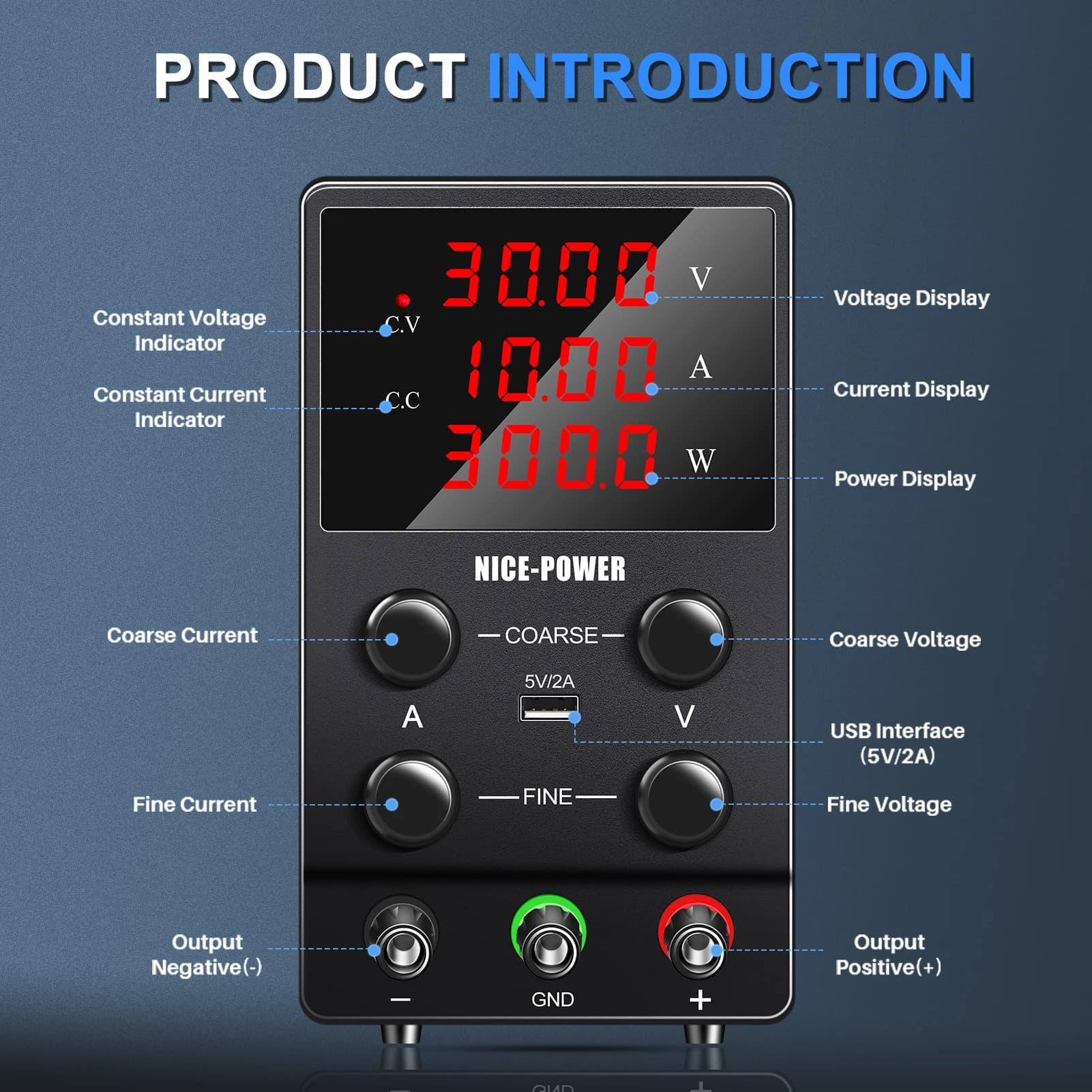 DC Laboratory DC Power Supply Adjustable 30V 10A 60V 5A 120V 3A Digit Display Voltage Regulator Lab bench Power Supply - Thumbnail 2