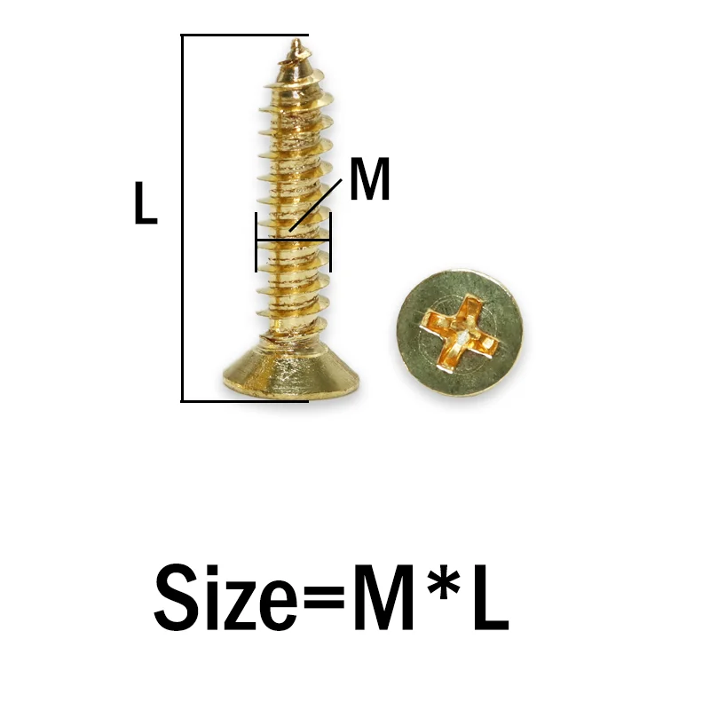 Brass Wood Screws | M2 M3 M4 M5 Self-Tapping | Cross Recessed Countersunk Flat Head - Thumbnail 5