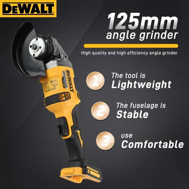 DeWalt DCG414 Brushless Angle Grinder | 125mm Metal & Wood Cutting | Professional Power Tool - Thumbnail 2