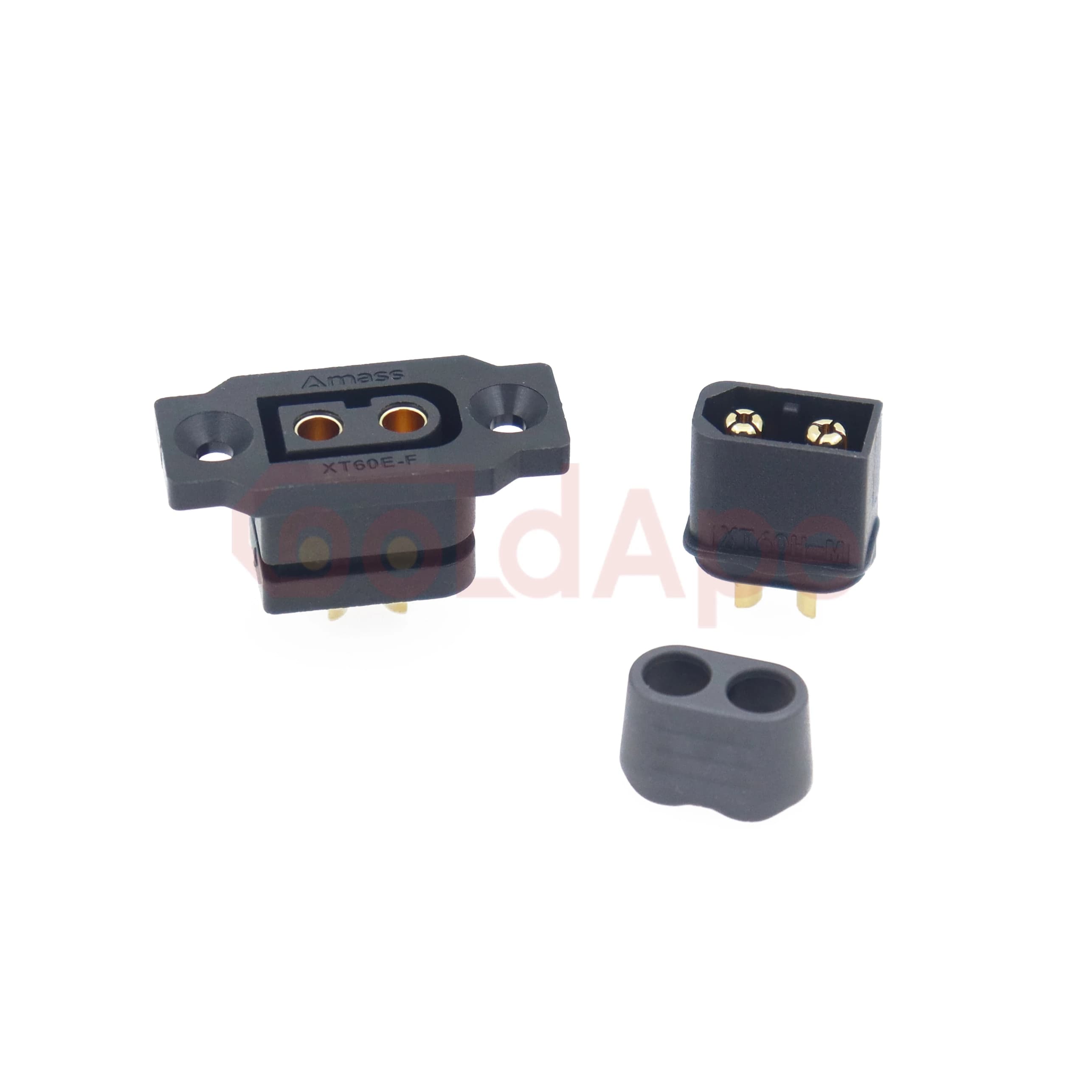 XT60E-F.B High-Current Connector | 30A Gold-Plated Mountable Plug for RC Batteries - Thumbnail 2