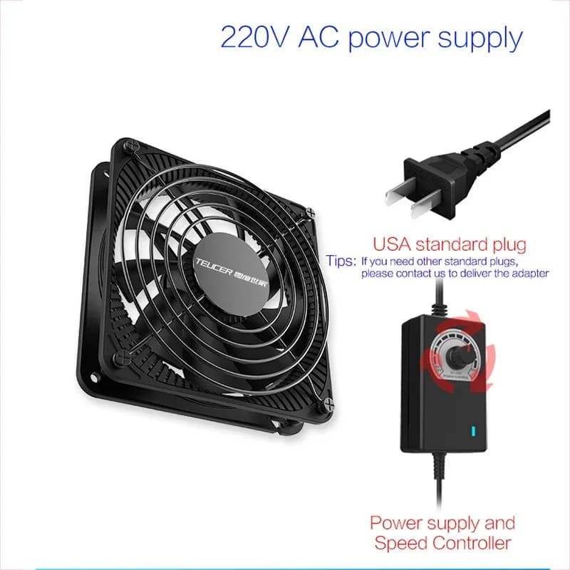 High-Performance 120mm Server Cooling Fan | 3000 RPM High Airflow | 220V Cabinet Ventilation System - Thumbnail 5