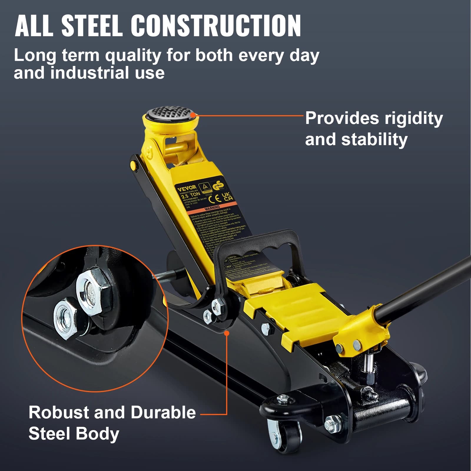 SucceBuy 2.5T Floor Hydraulic Jack Pneumatic Low Profile Floor Jack Heavy-Duty Steel Racing Floor Jack with Piston Lift Pump - Thumbnail 5