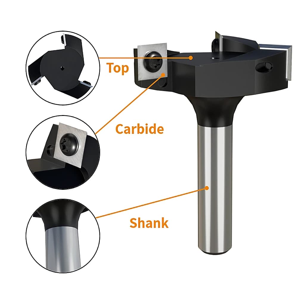 Surfacing Router Bit | 12.7mm Spoilboard Planer | Insert-Style Face Milling Cutter for Wood - Thumbnail 4