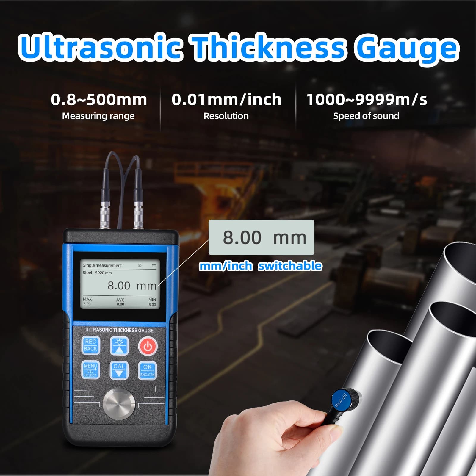 High-Tech Ultrasonic Thickness Gauge for Automotive & Metal Paint Measurement - Thumbnail 3