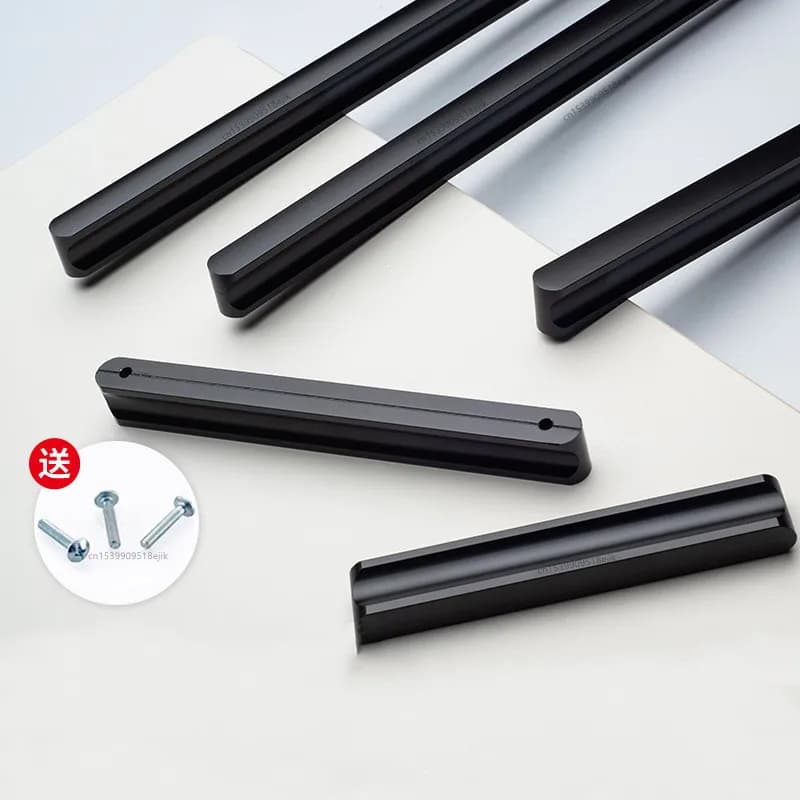 Cabinet Pulls | Champagne Black Aluminum Handles | Long Wardrobe & Kitchen Door Knobs - Thumbnail 4