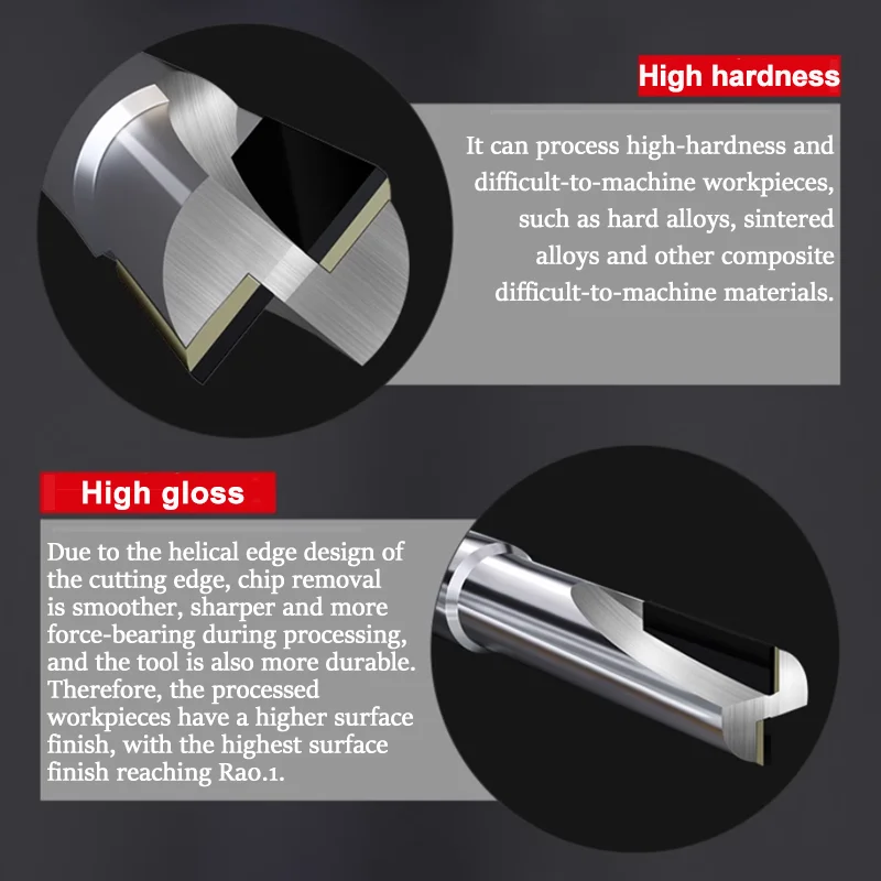 Diamond Milling Cutter | High Gloss Finish for Graphite & Aluminum | 4-12mm Straight Bit - Thumbnail 2