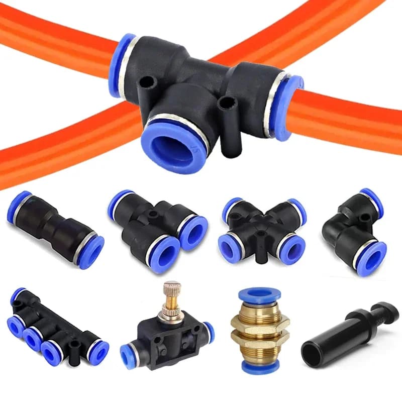 Pneumatic Quick-Connect Fittings Kit | 5-Piece Set | 4mm-12mm PU Hose Compatible - Thumbnail 3