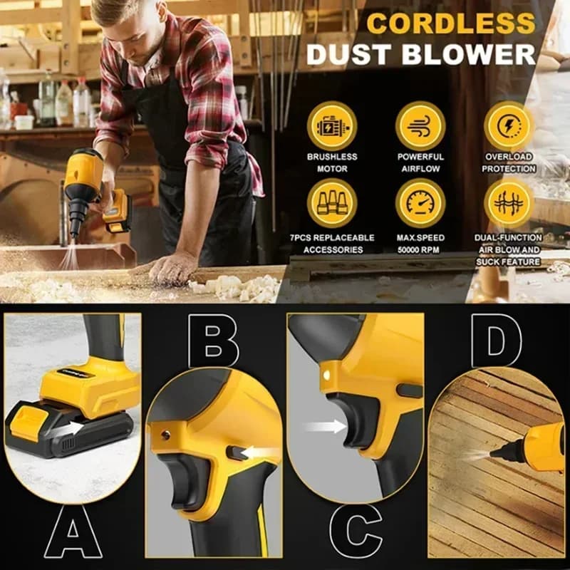 DeWalt 20V MAX Cordless Air Blower | Brushless Motor | High-Power Dusting & Inflating Tool - Thumbnail 4
