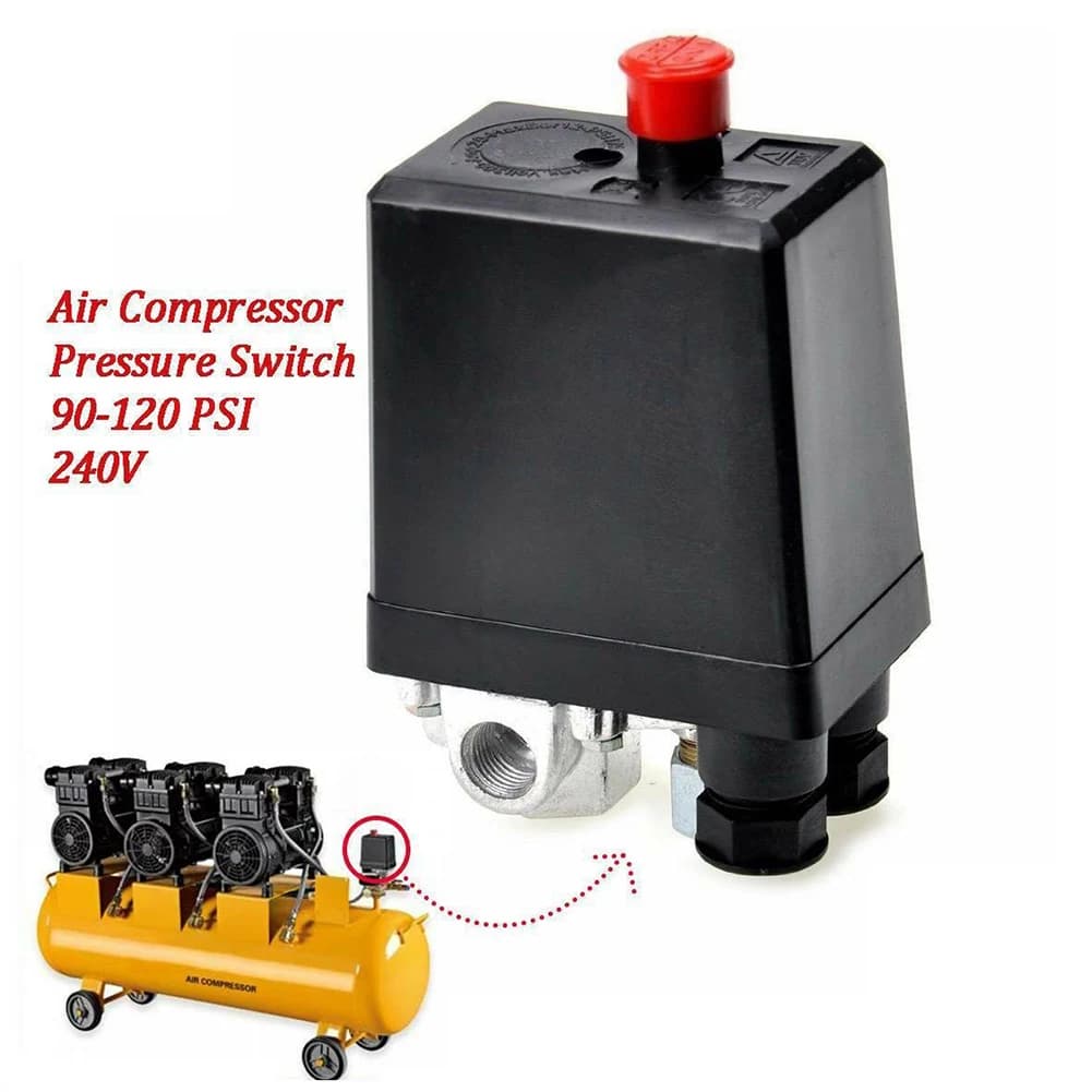 Air Compressor Pressure Switch | 90-120 PSI Automatic Regulator | 4-Port Manifold - Thumbnail 3