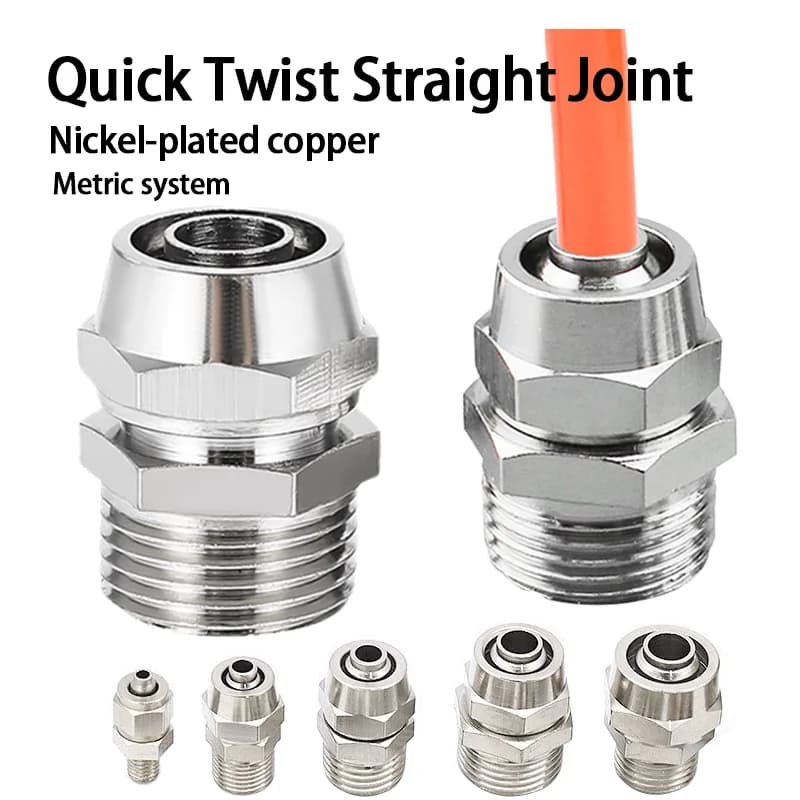 Pneumatic Quick-Connect Fittings Kit | M5-M12 Thread | For Air Hose & Tubing - Thumbnail 2