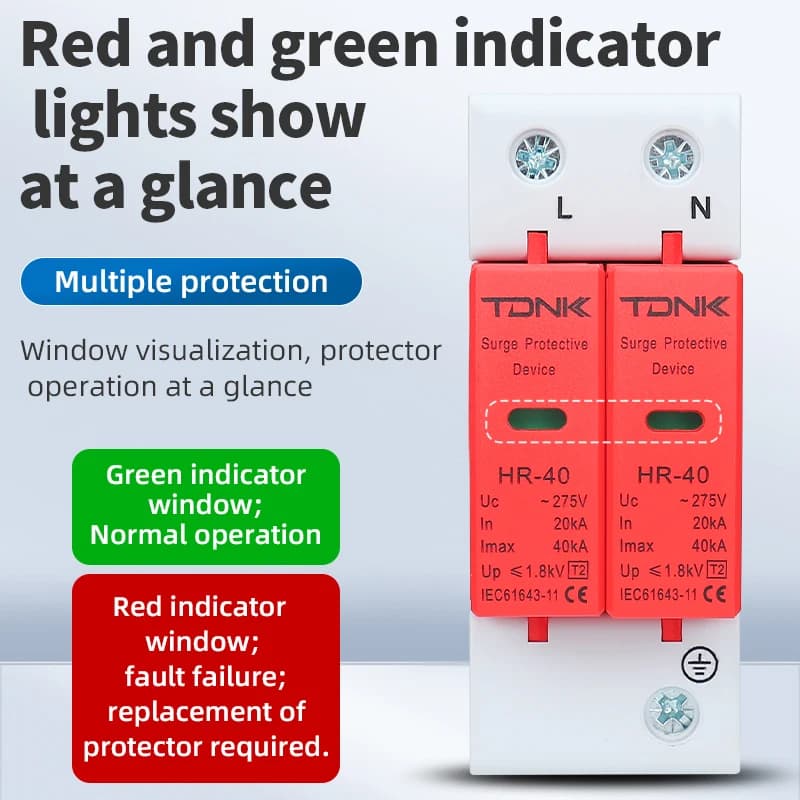 Surge Protector | 385V AC/DC | 20-60KA Lightning Protection | 2P, 3P, 4P for Solar & Home - Thumbnail 2