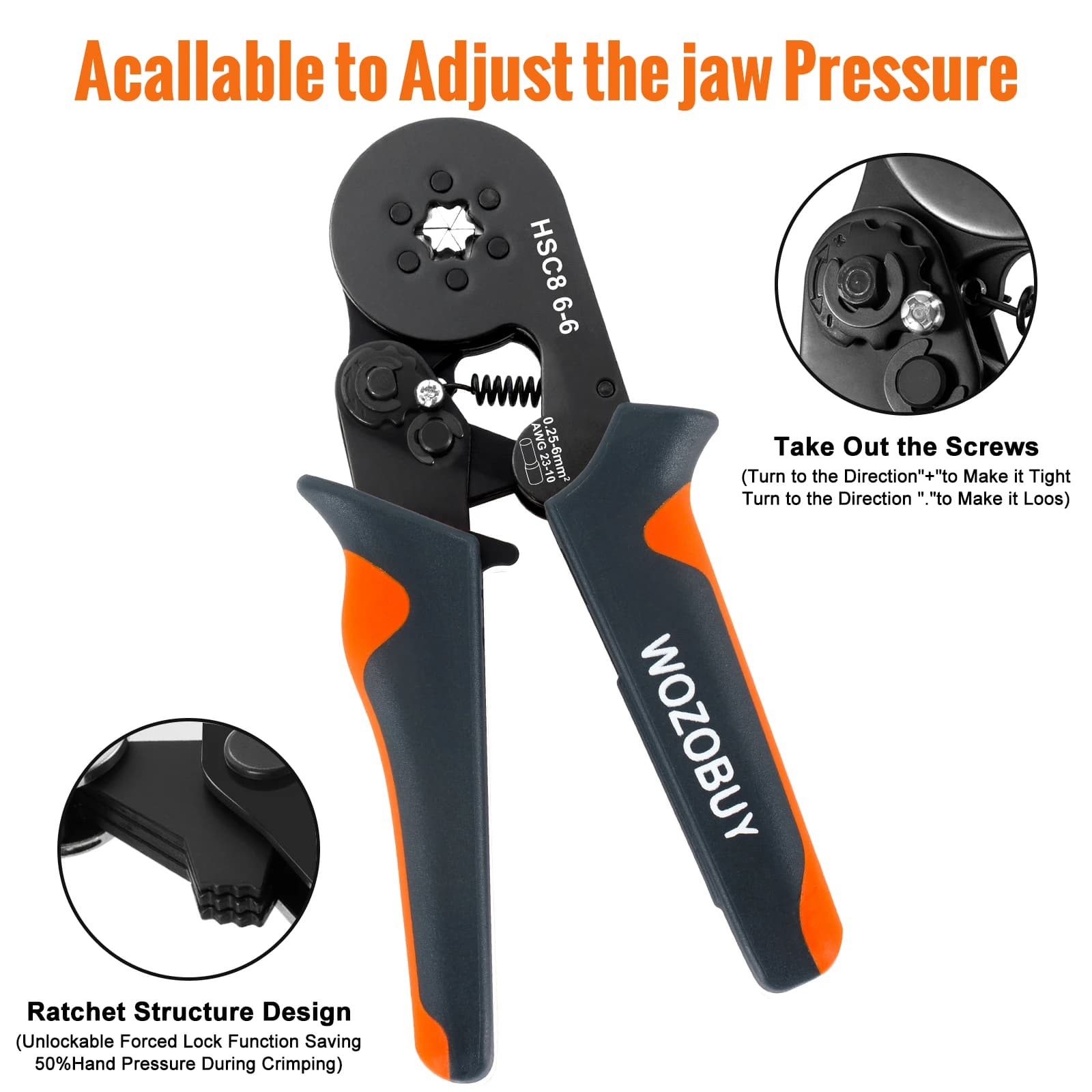 Ratcheting Crimping Tool Kit | 23-7 AWG Ferrules | Self-Adjusting Wire Terminal Crimper - Thumbnail 5