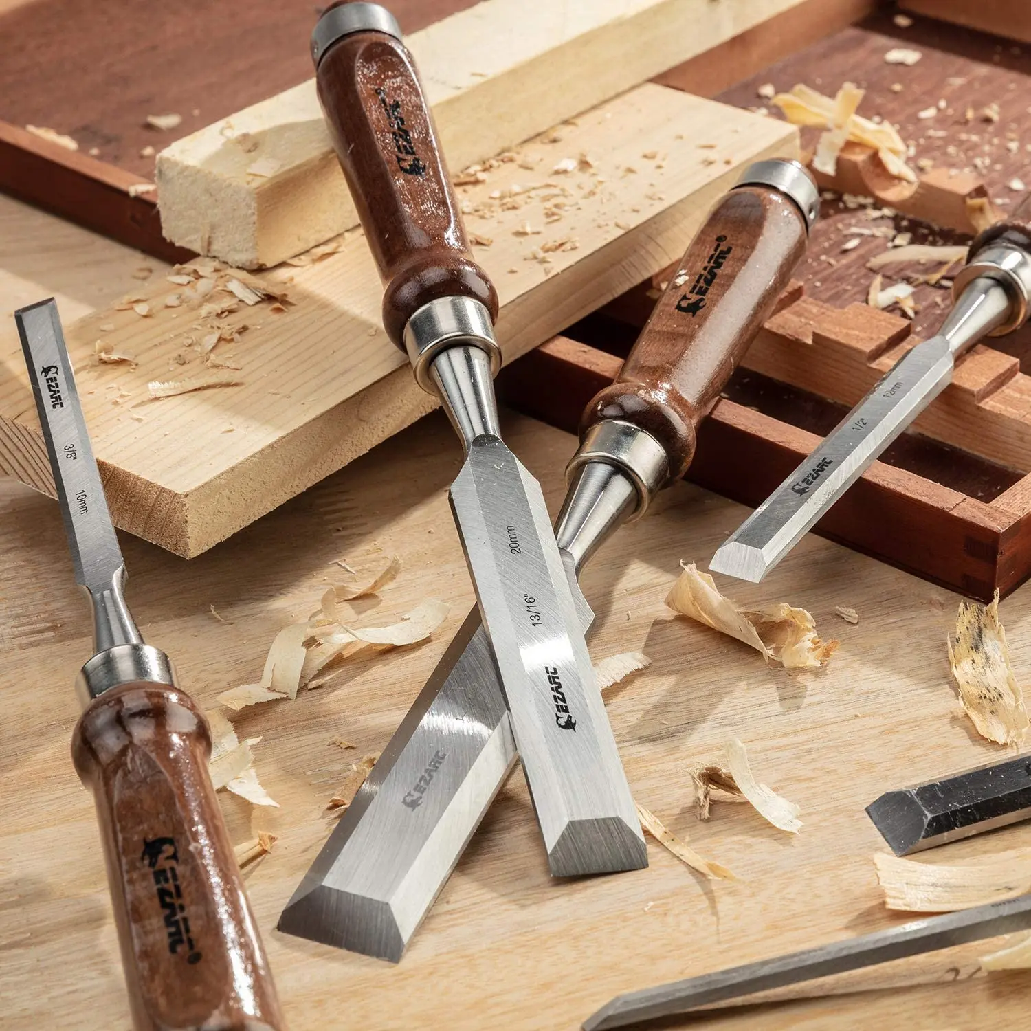 Wood Chisel Set | 6-Piece Carving Kit | Premium Hardwood Storage Case - Thumbnail 6
