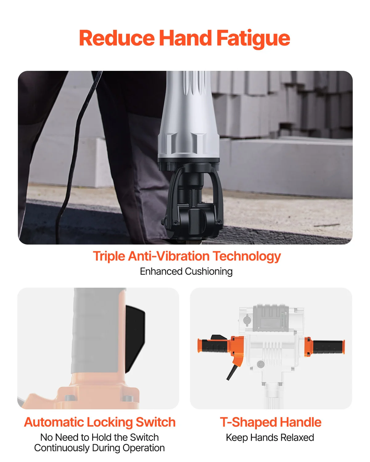2100W Electric Jackhammer | Heavy-Duty Concrete Breaker | 1650 BPM Industrial Demolition Tool - Thumbnail 6