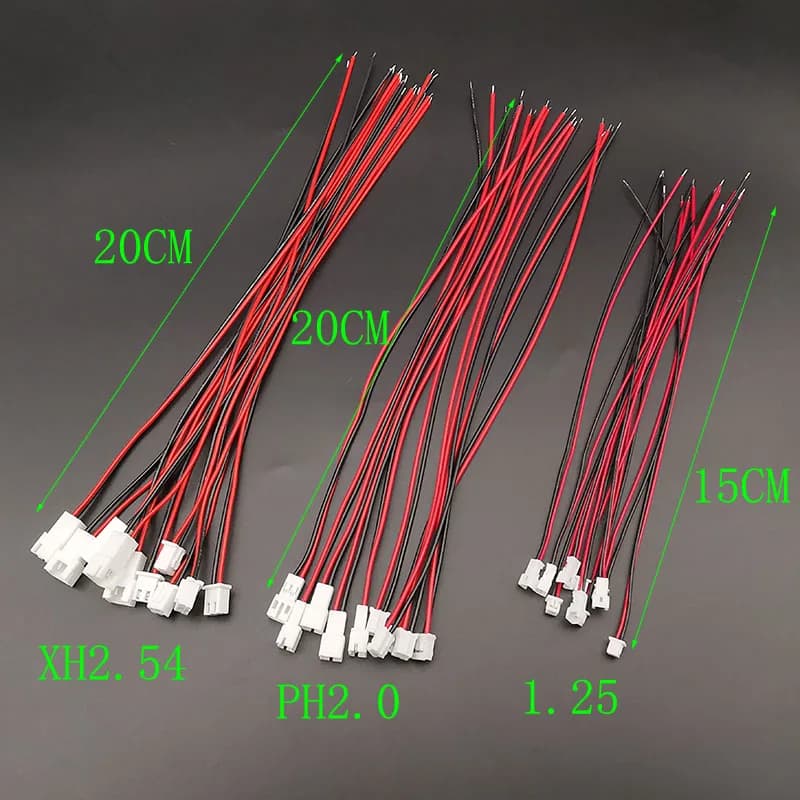 JST Connector Kit | 1.25mm, 2.0mm, 2.54mm Pitch | Male & Female Plugs with Pre-Crimped Wires - Thumbnail 2