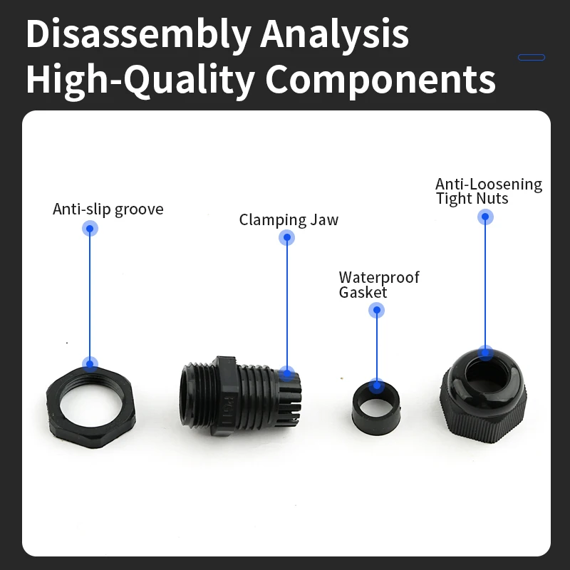 IP68 Waterproof Cable Gland Connector | PG7-PG25 Sizes | Nylon Seal for Secure Entry - Thumbnail 4