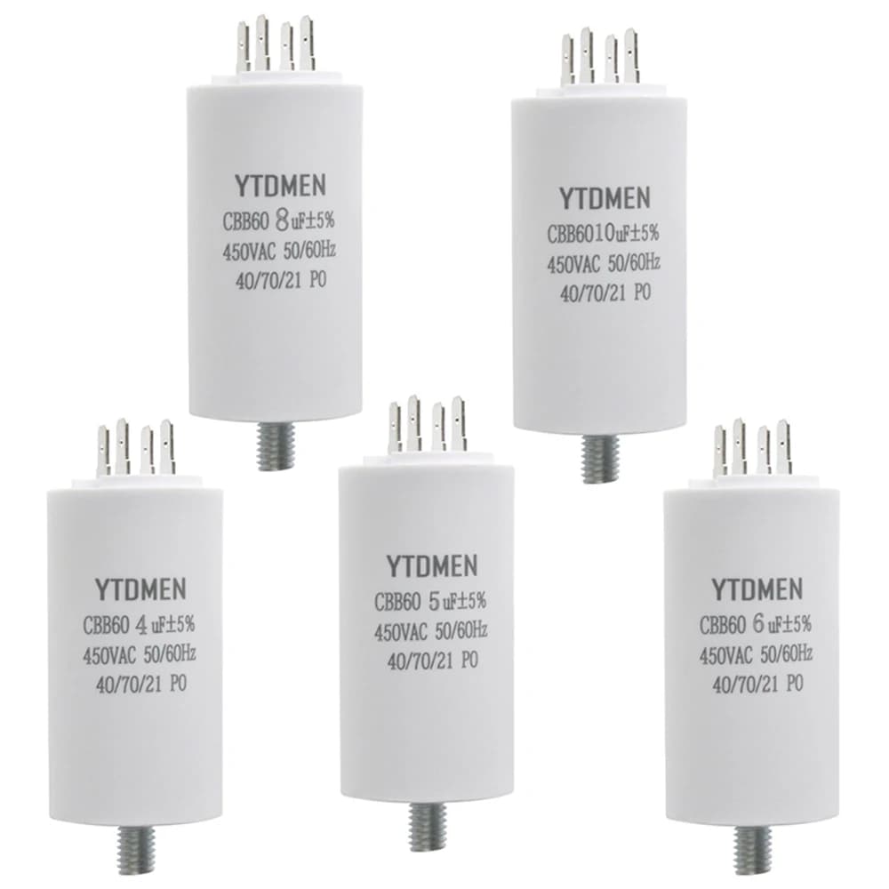 CBB60 Motor Capacitors with Screw Double Insert 450V AC Starting Capacitor 4uF~60uF capacitance for Air Compressor Water Pump - Thumbnail 3
