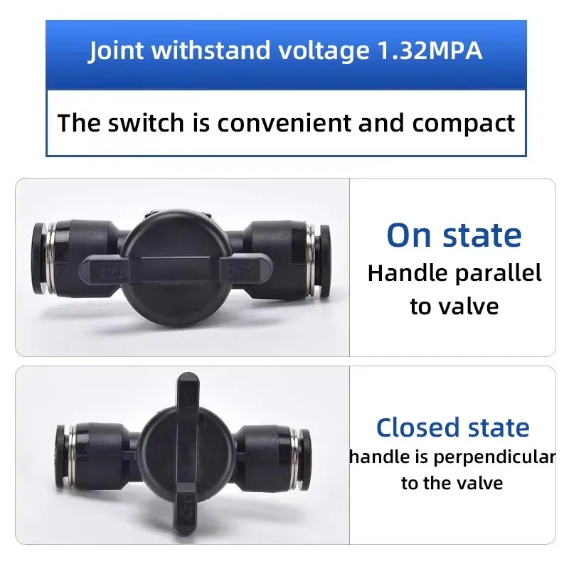 Manual Ball Valve | 4-12mm Push-to-Connect Fittings | Pneumatic Flow Control Switch - Thumbnail 4