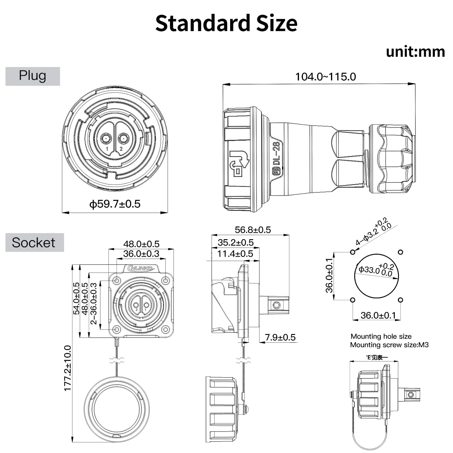 Series IP68 Waterproof Power Connector | 35A/50A High-Current | 2/3/5 Pin Quick-Lock Plug & Socket - Thumbnail 7