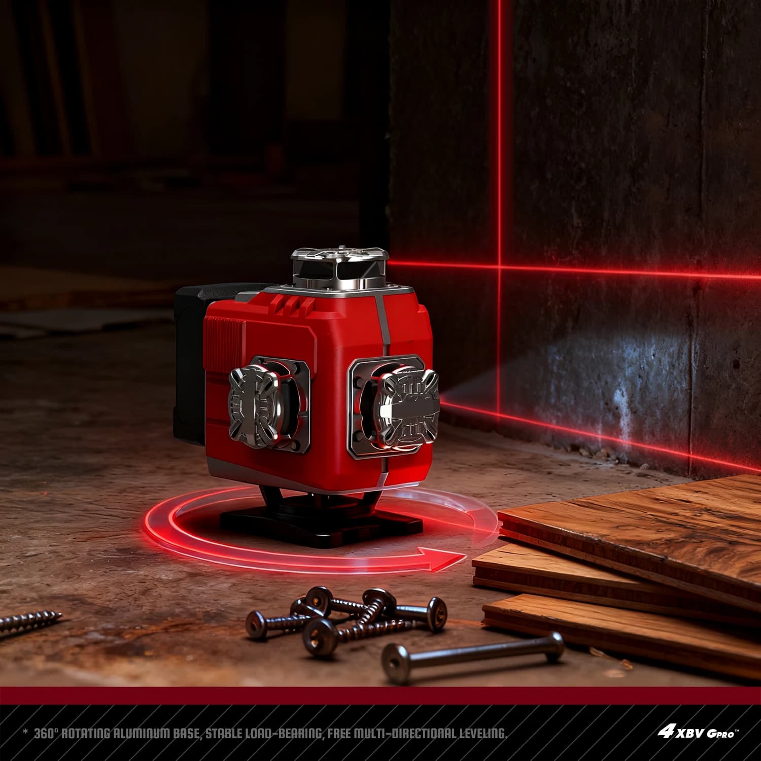 16-Line Laser Level | Red/Green Beam Options | 360° Rotatable Base & Touch Panel - Thumbnail 4