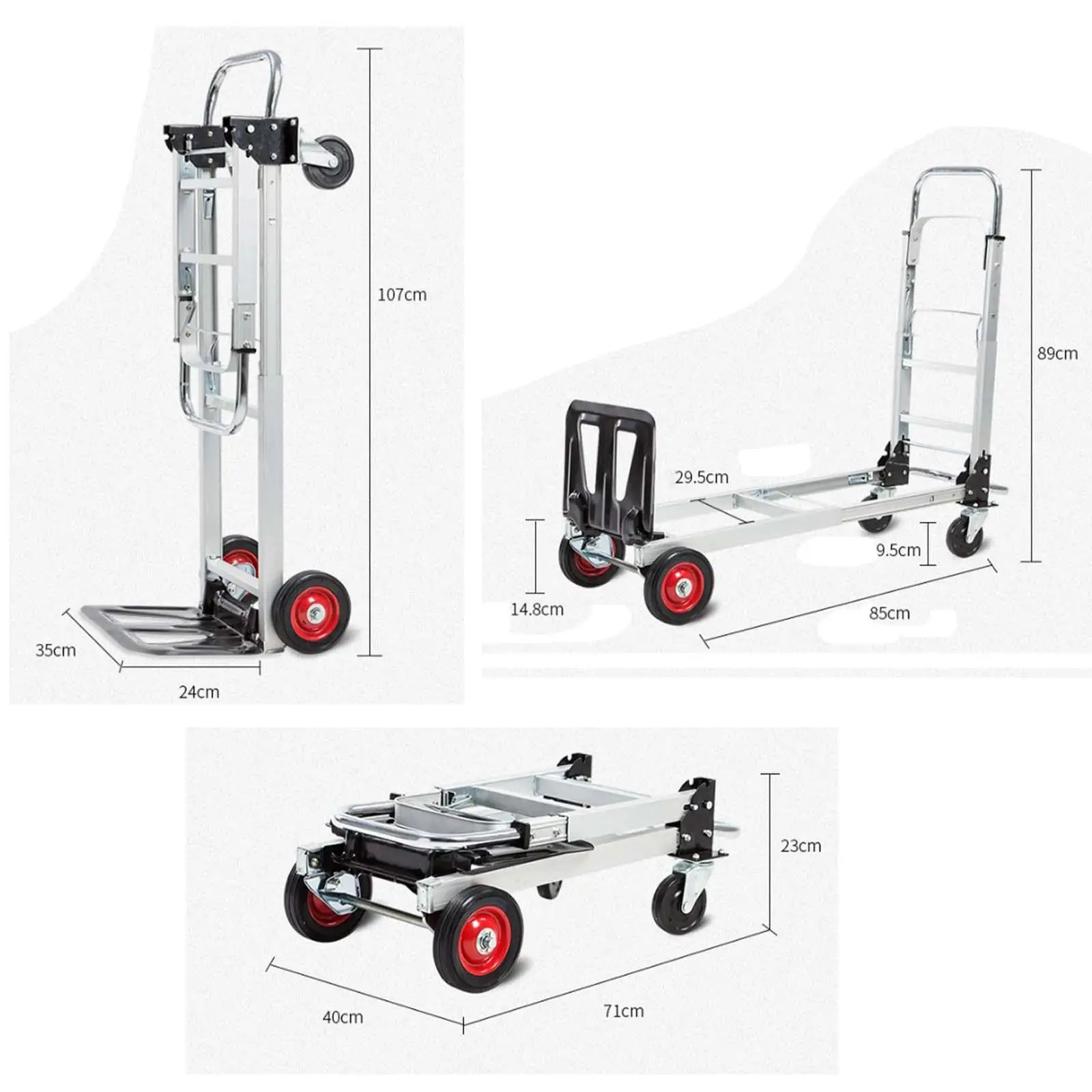 Folding Hand Truck | Heavy-Duty Portable Cart | Space-Saving Utility Trolley - Thumbnail 5
