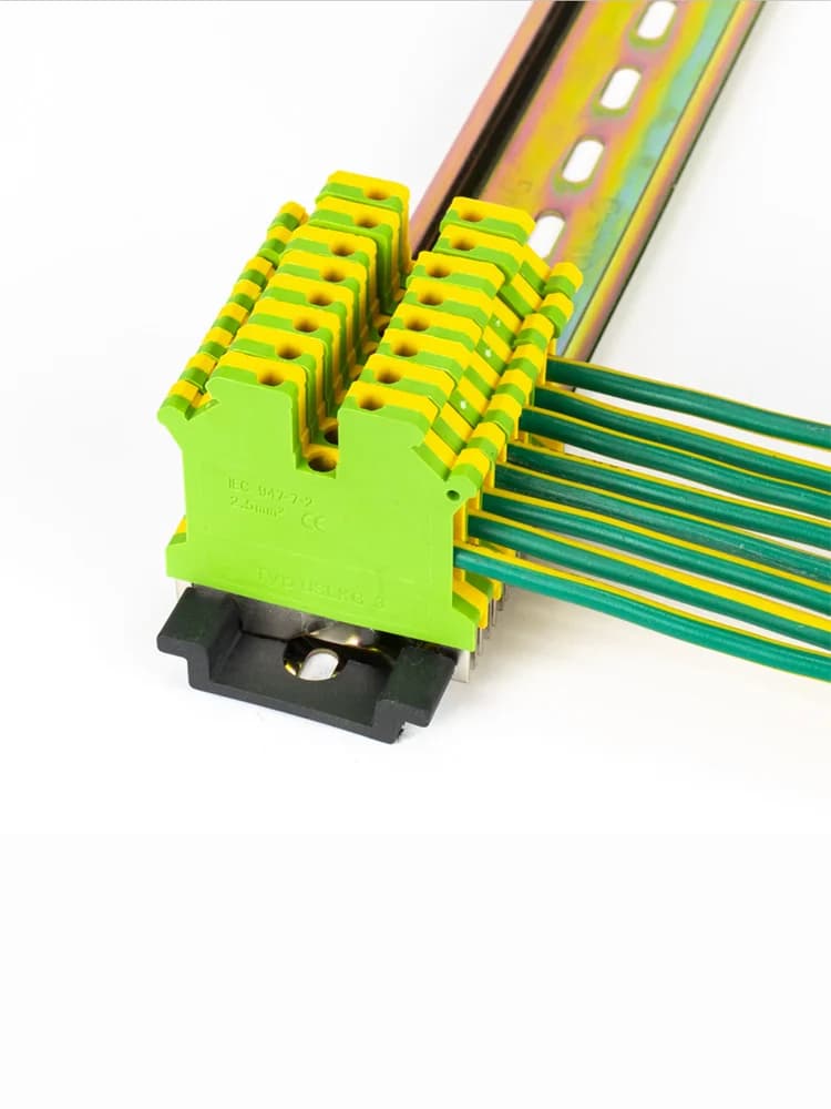 10 pces uslkg série universal din trilho montagem parafuso conector uk duas cores tensão amarelo-verde aterramento terminal - Thumbnail 6