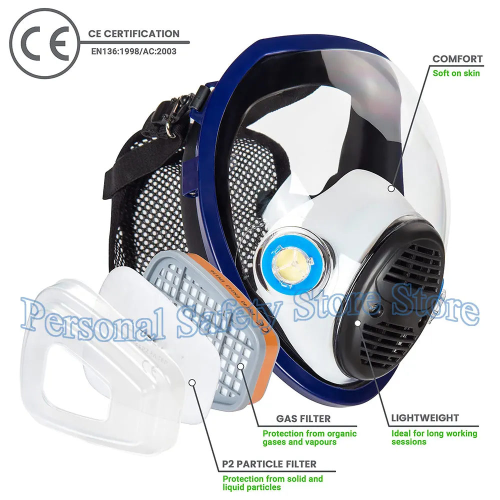 6800 Respirator Full Face Mask Anti-Gas, Anti-Dust | Gas Mask Ideal for Painting/Woodworking/Construction/Sanding/Spraying/DIY - Thumbnail 2