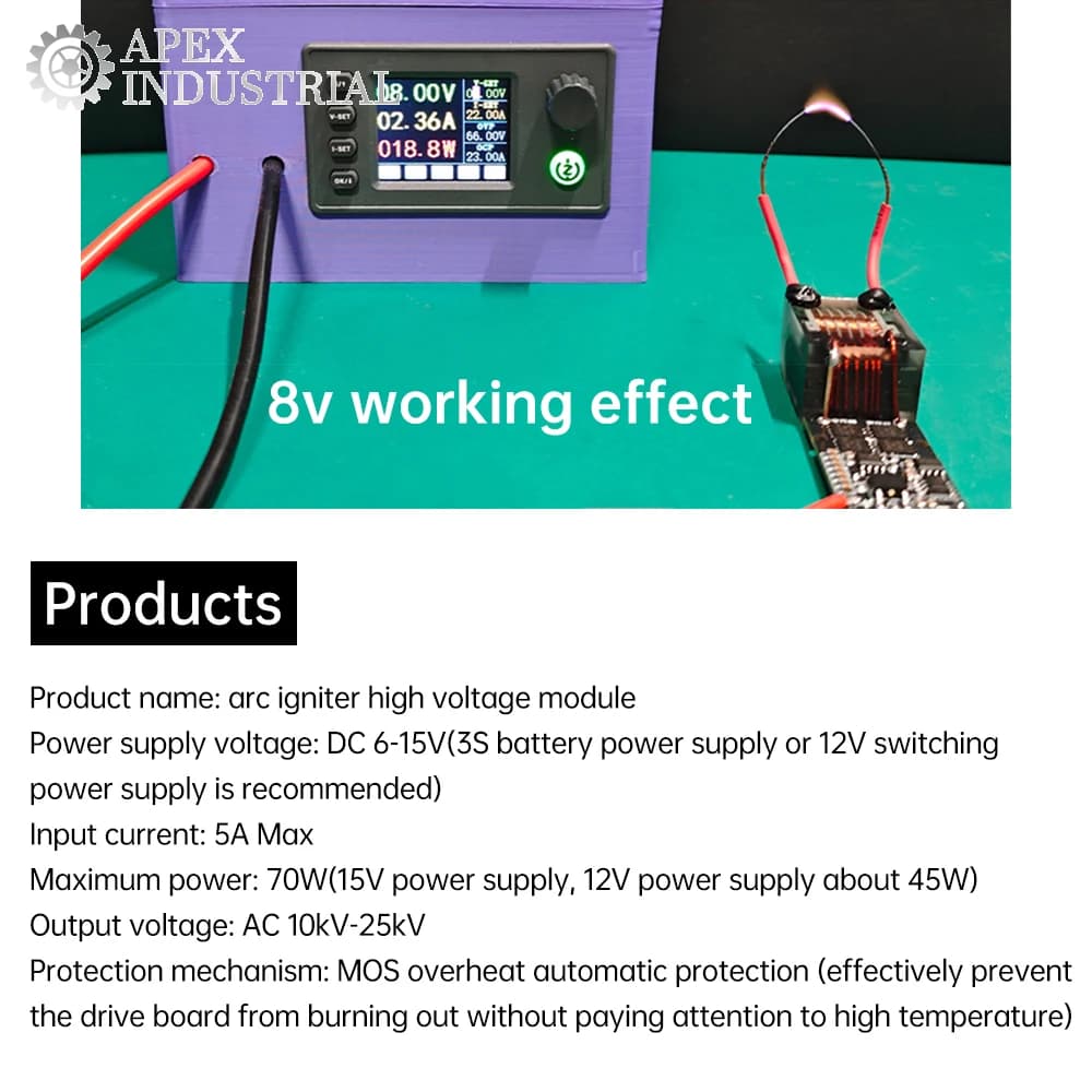 High-Voltage Arc Generator Kit | 10kV-25kV DC Output | 12V 70W Boost Inverter for DIY & Prototyping - Thumbnail 5