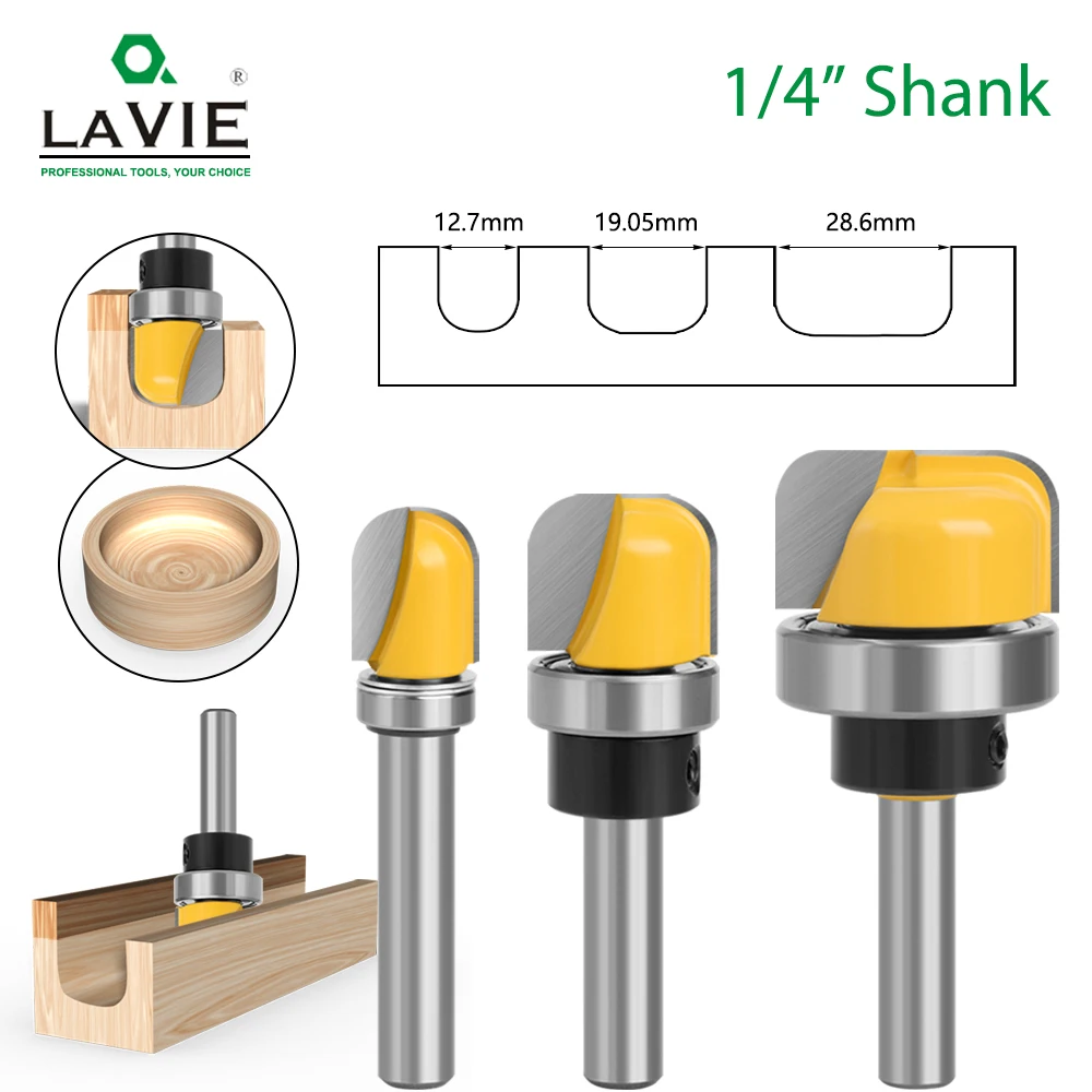 Nose Router Bit with Bearing | 6mm & 1/4 Inch Shank | For Bowl Tray & Wood Milling - Thumbnail 2