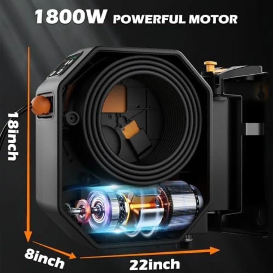 Mounted Pressure Washer | 100FT Retractable Hose & Foam Cannon | 5 Nozzles for Efficient Car Washing - Thumbnail 4