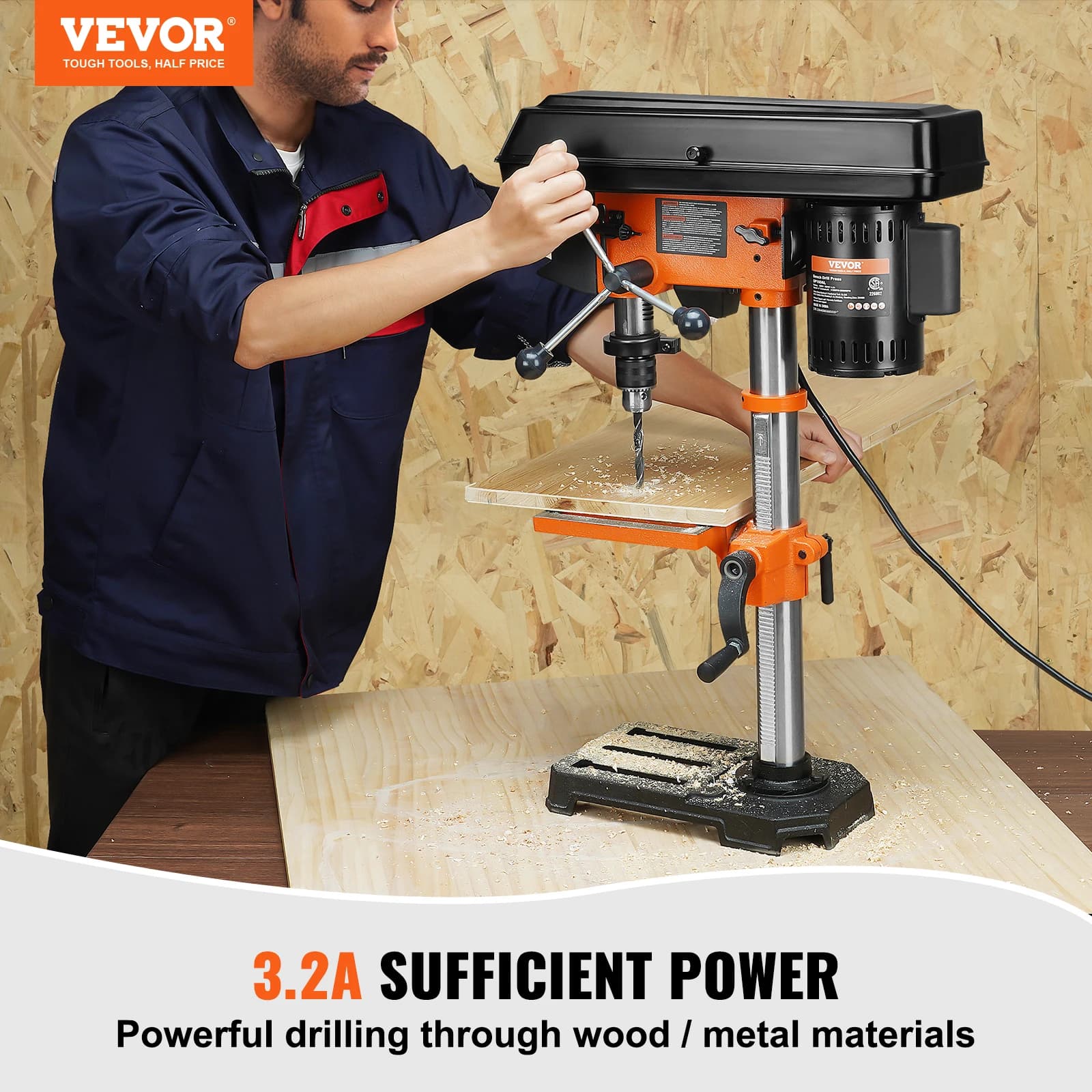 10 Benchtop Drill Press | 5-Speed Precision & Laser Guide for Woodworking - Thumbnail 2