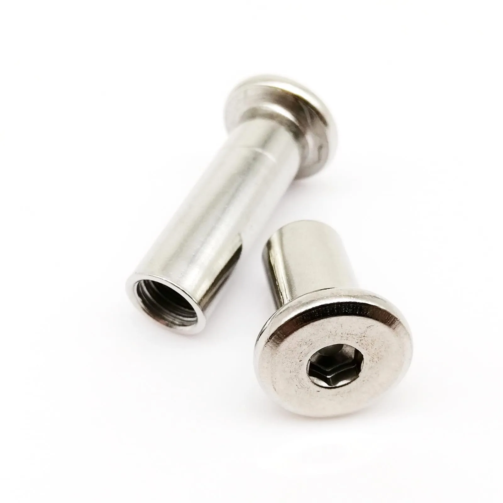 304 Stainless Steel Furniture Sleeve Nuts | M3-M10 Hex Socket Head | 4-100mm Connector Rivets - Thumbnail 6