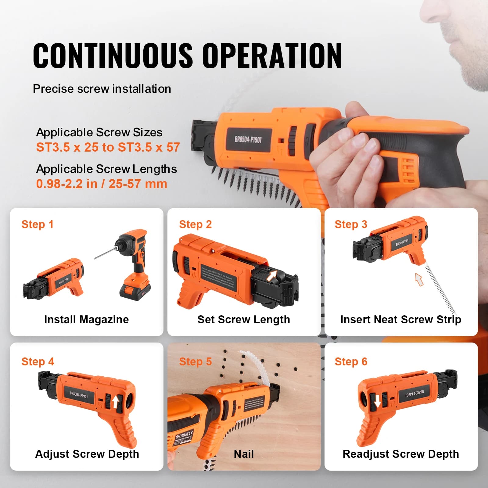 Drywall Screw Gun | 20V Max Brushless Motor | 4200 RPM with LED Light - Thumbnail 5