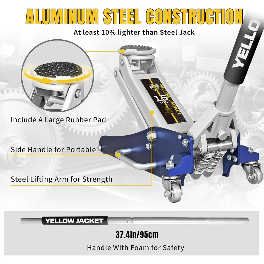 1.5-Ton Low-Profile Floor Jack | Lightweight Aluminum & Steel for Automotive Repair - Thumbnail 2