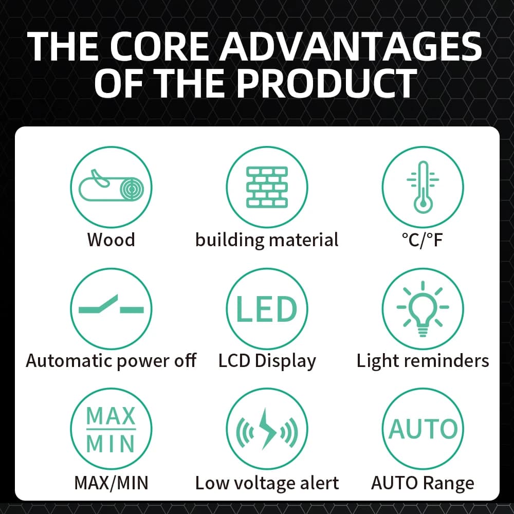 Digital Moisture Meter for Wood & Building Materials | LCD Display | Model FY8861 - Thumbnail 5
