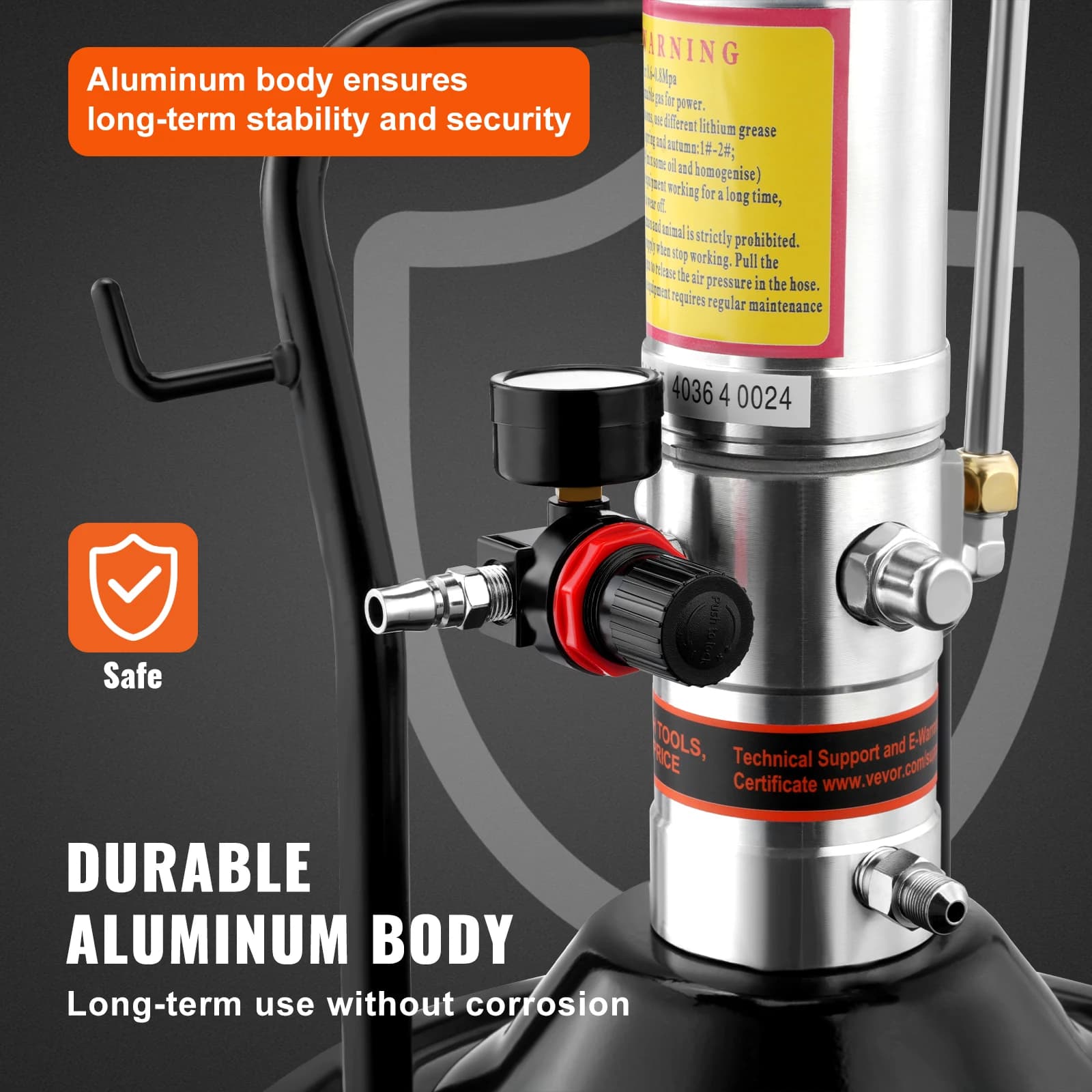 Air-Powered Grease Gun | 50:1 Pressure Ratio | 13ft High-Pressure Hose | 360° Swivel Head for Automotive & Industrial Use - Thumbnail 4