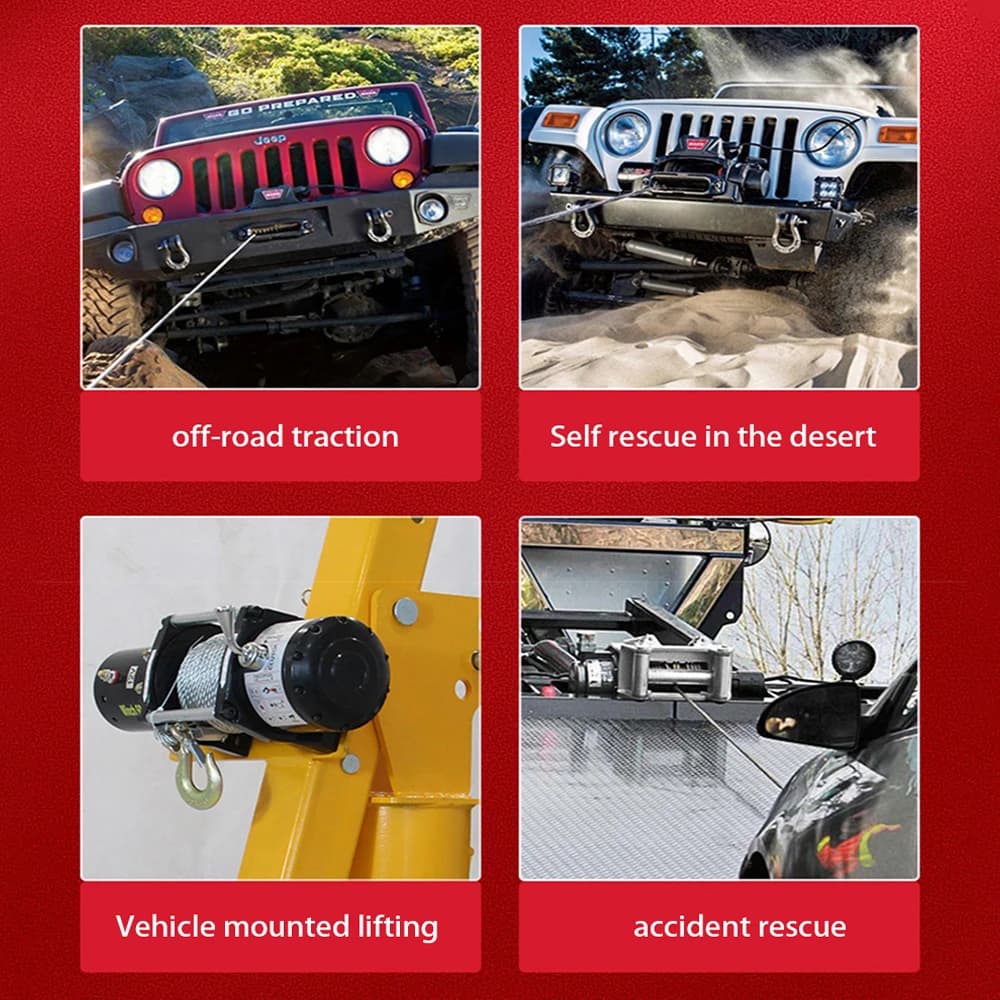 12V/24V Off-Road Winch | Waterproof Electric Hoist | Vehicle Recovery & Utility Lift - Thumbnail 4