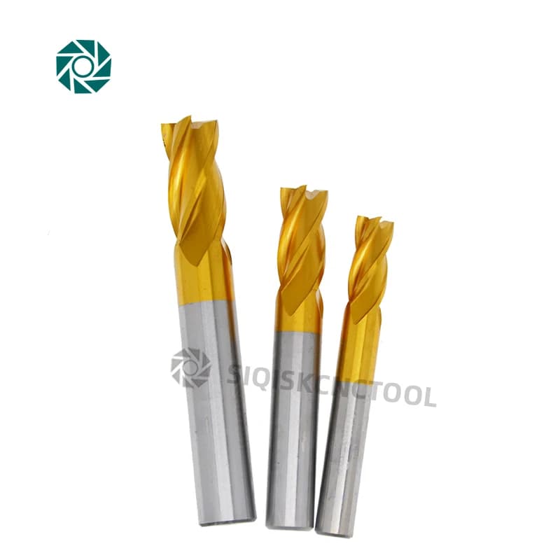 4-Flute End Mill Set | M35 HSS with Titanium Coating | 1.5-12mm for Metal & Wood CNC - Thumbnail 6