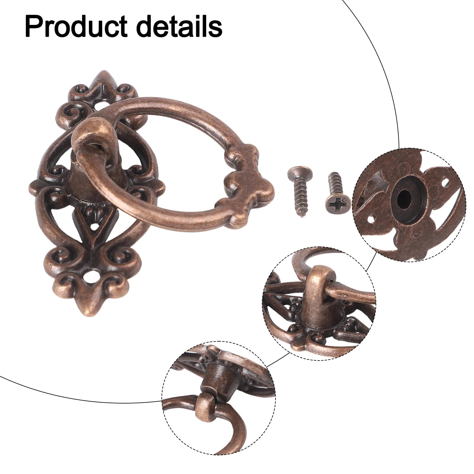 Bronze Cabinet Hardware | Vintage Ring Pulls & Knobs | Kitchen Drawer & Dresser Handles - Thumbnail 4