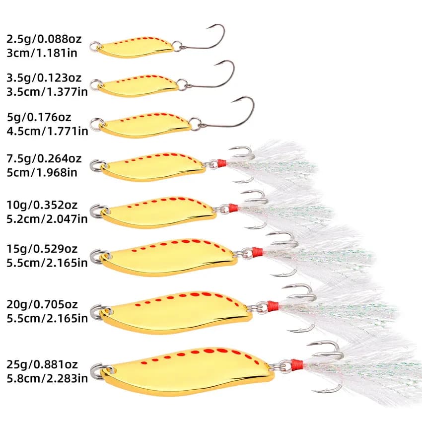 Fishing Lure Kit | 4-Piece Metal Spinner Set | 2.5g-25g for Bass & Pike - Thumbnail 3