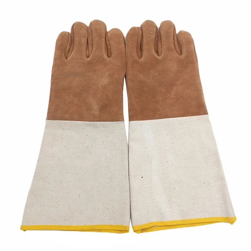 Welding Gloves | Long Wear-Resistant with Canvas Sleeve | Professional Welder Protective Gear - Thumbnail 4