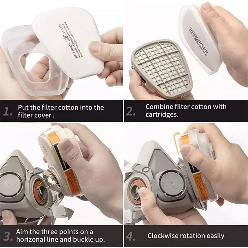 Half Face Respirator Mask | 7-in-1 System with Chemical & Organic Vapor Filters - Thumbnail 4