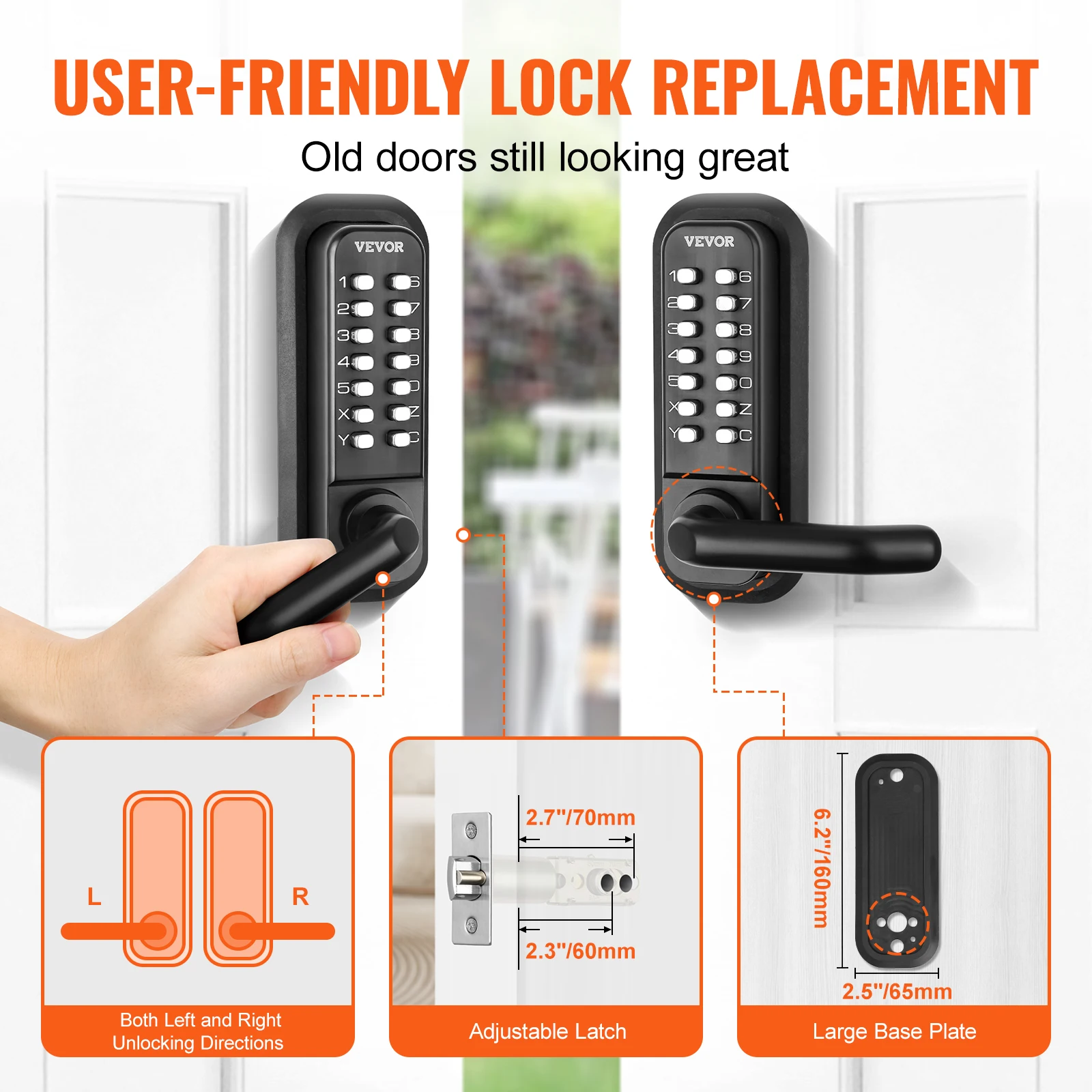 Keyless Entry Door Lock | 14-Digit Keypad | Single/Double-Sided Handle Embedded Security - Thumbnail 5